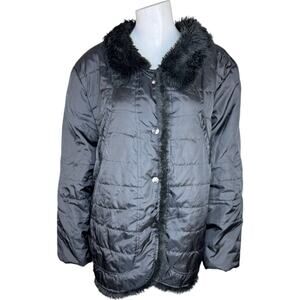 Dollhouse OuterWear Womens Black Puffer Jacket with Faux Fur  Outdoors‎ Winter